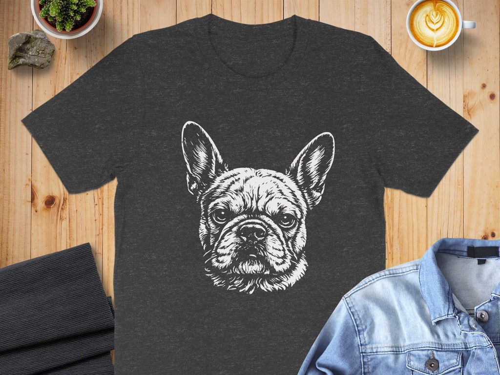 French Bulldog Face Graphic Black T-Shirt