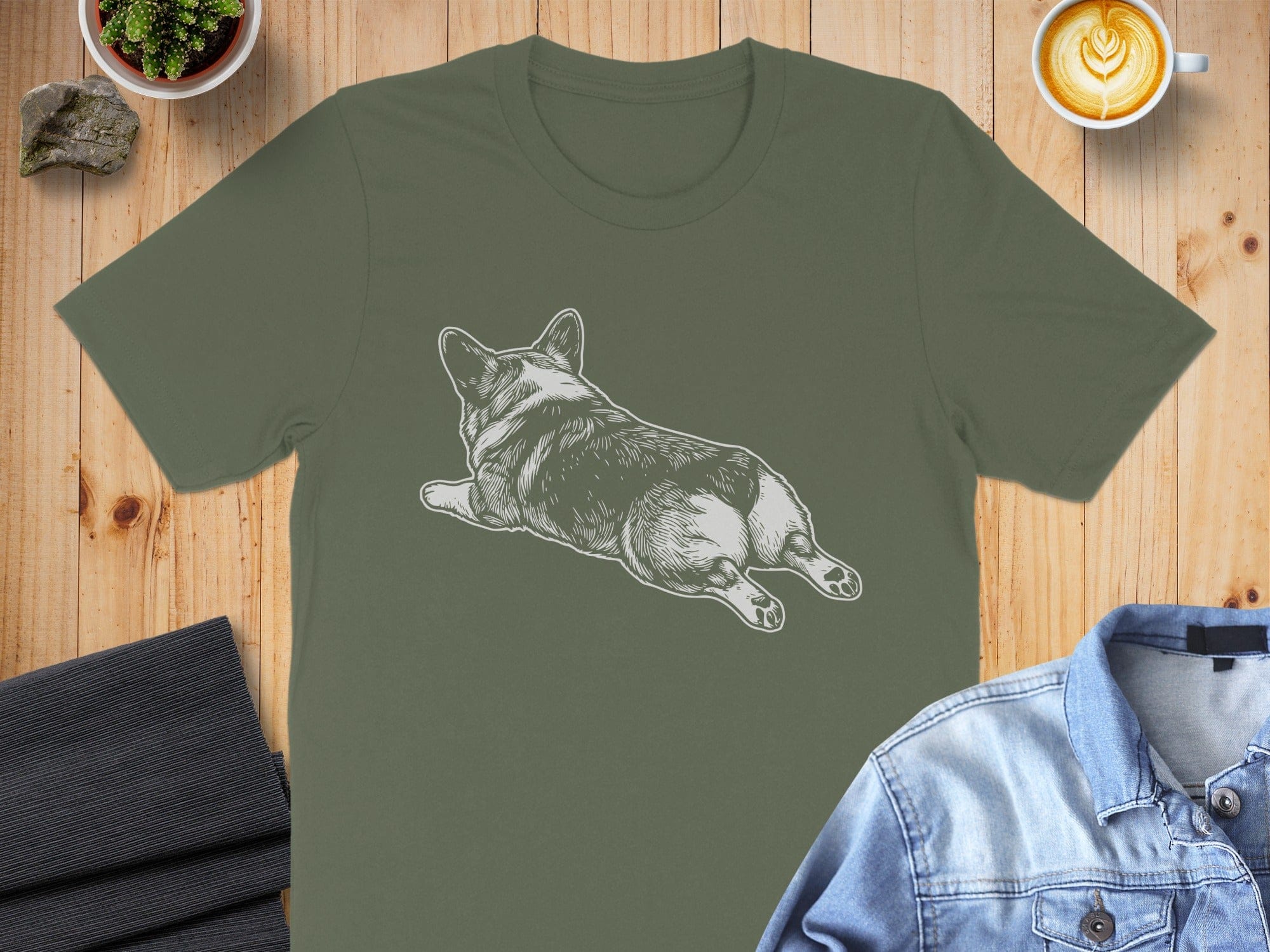 Corgi Dog Rear View Graphic T-Shirt Casual Wear
