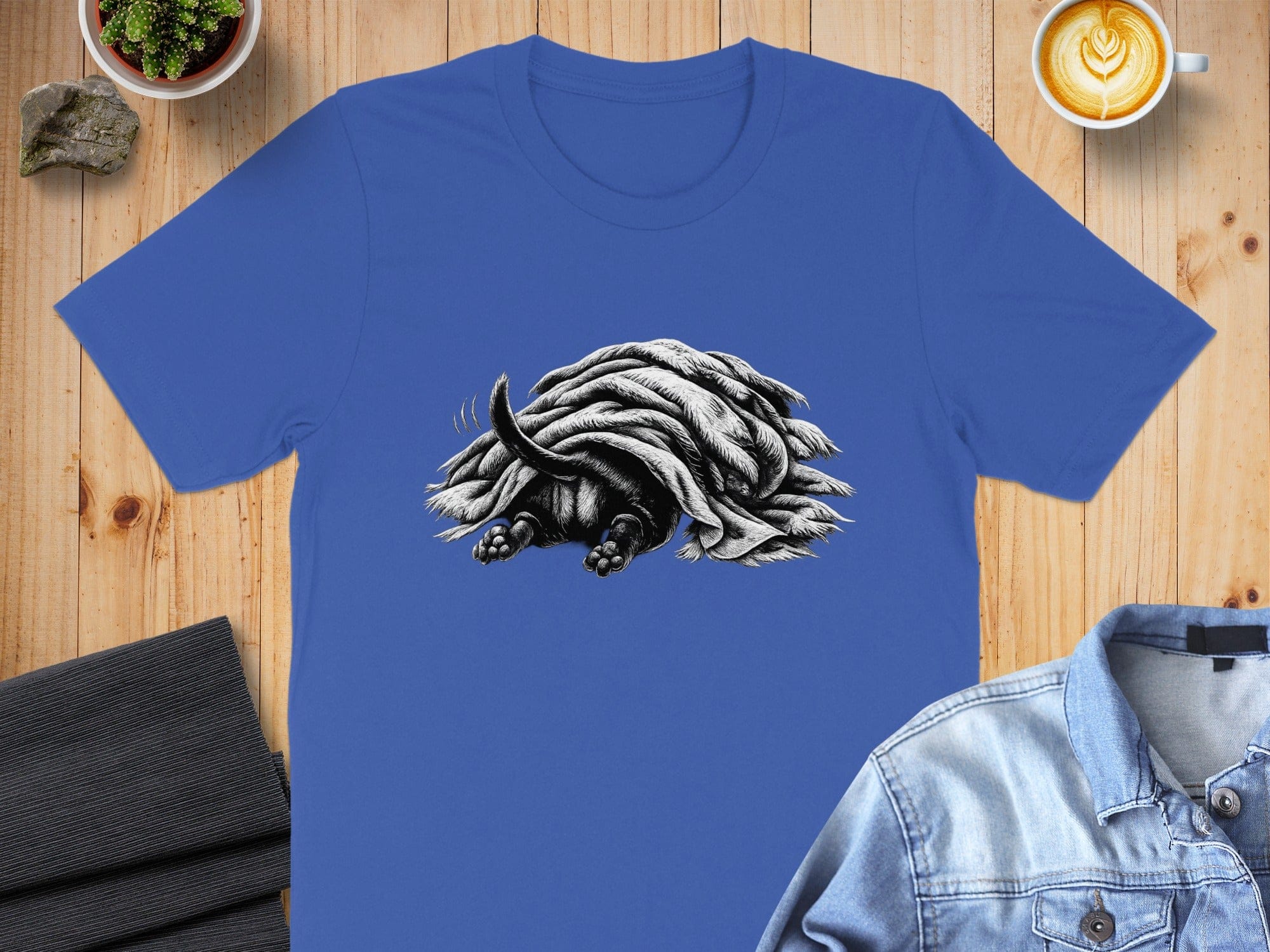 Adorable Sloth Illustration on Blue T-shirt Product