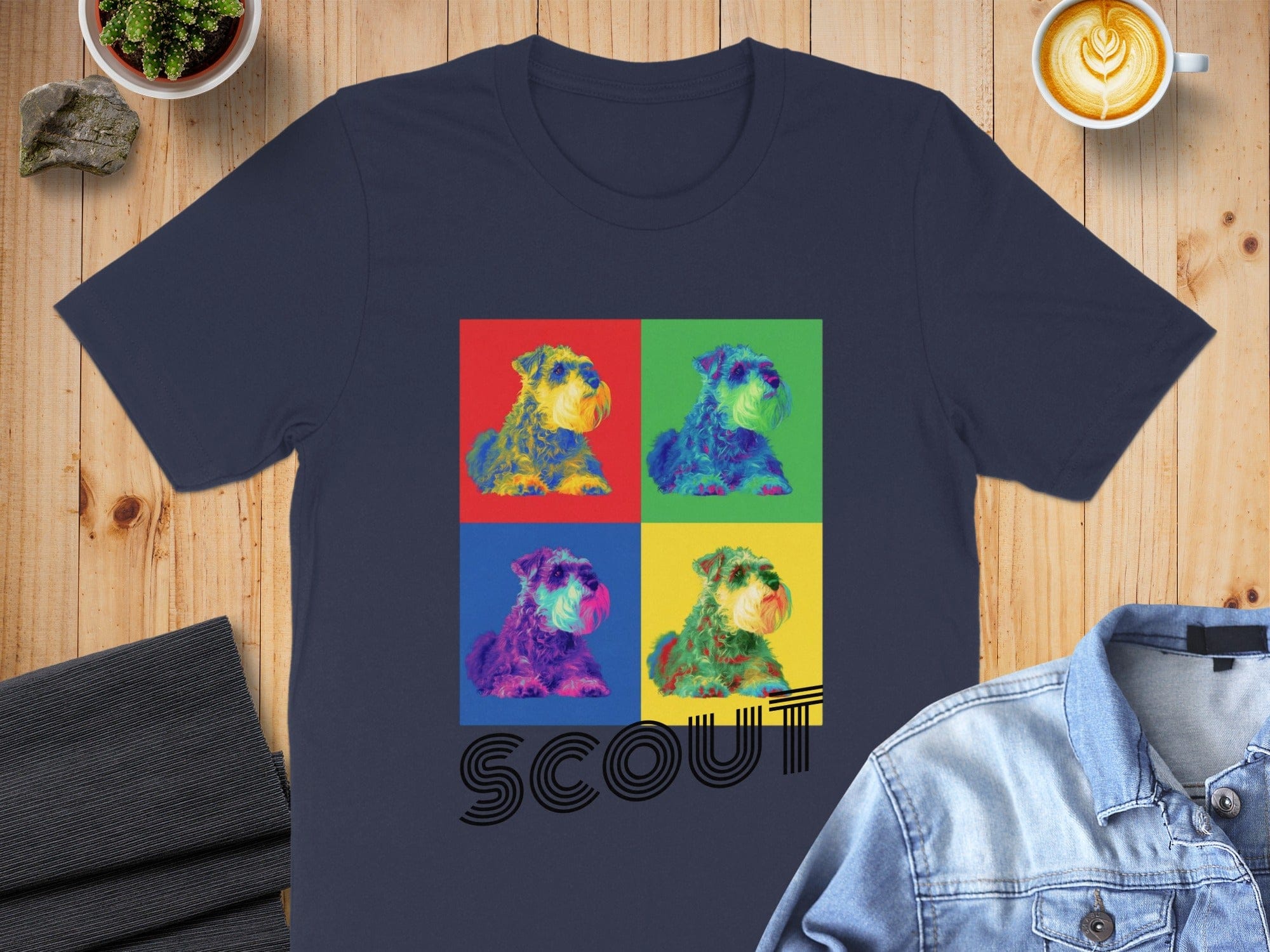 Pop Art Style Feature of Dog Named Scout Shirt