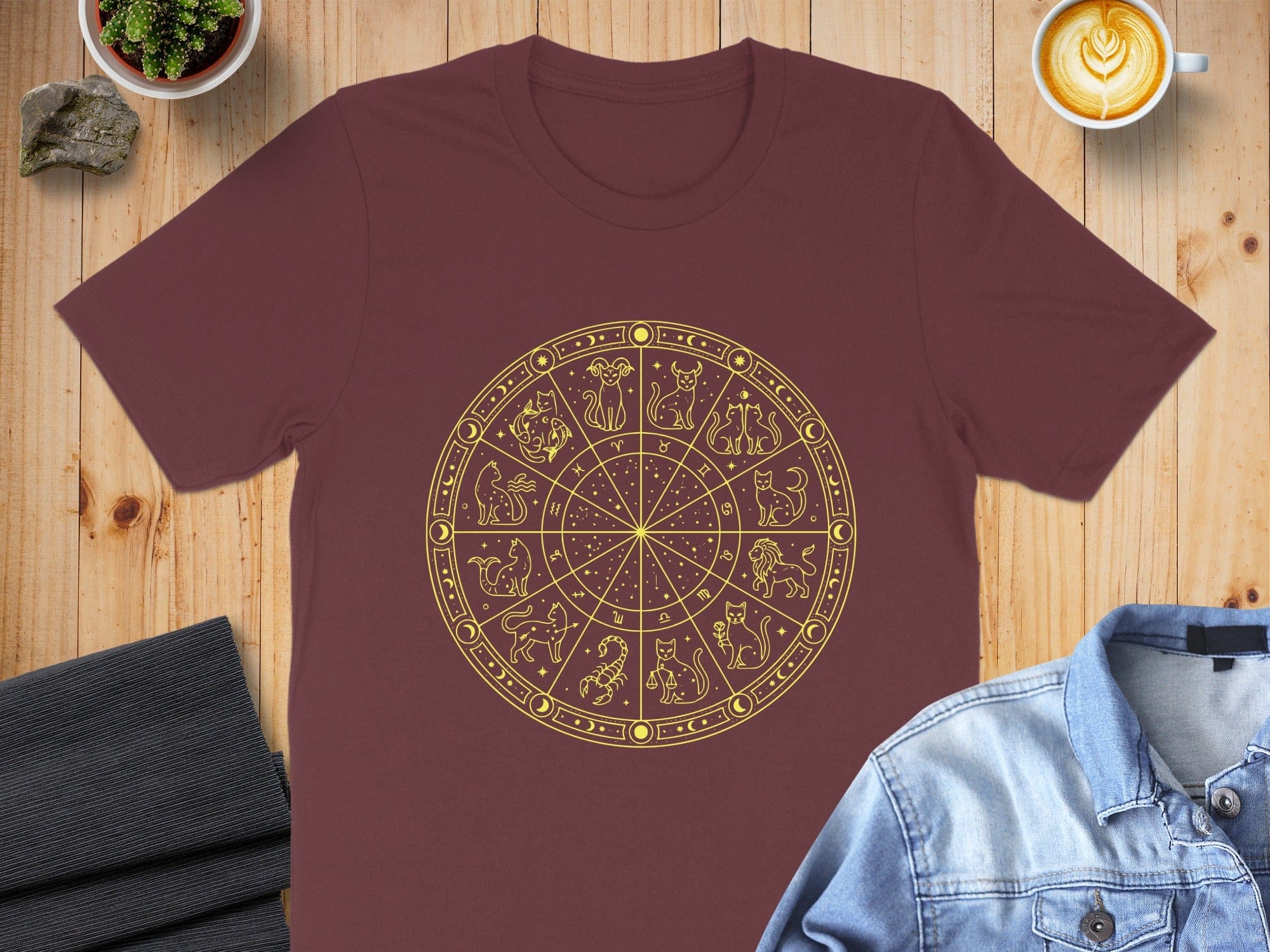 Zodiac Signs Circular Design Short Sleeve Shirt