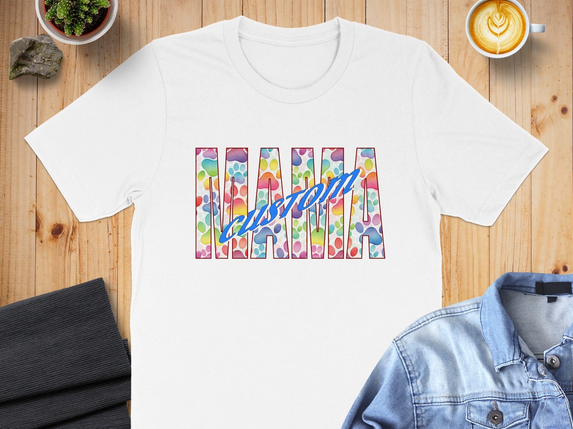 Colorful Custom Mama Design T-Shirt Product