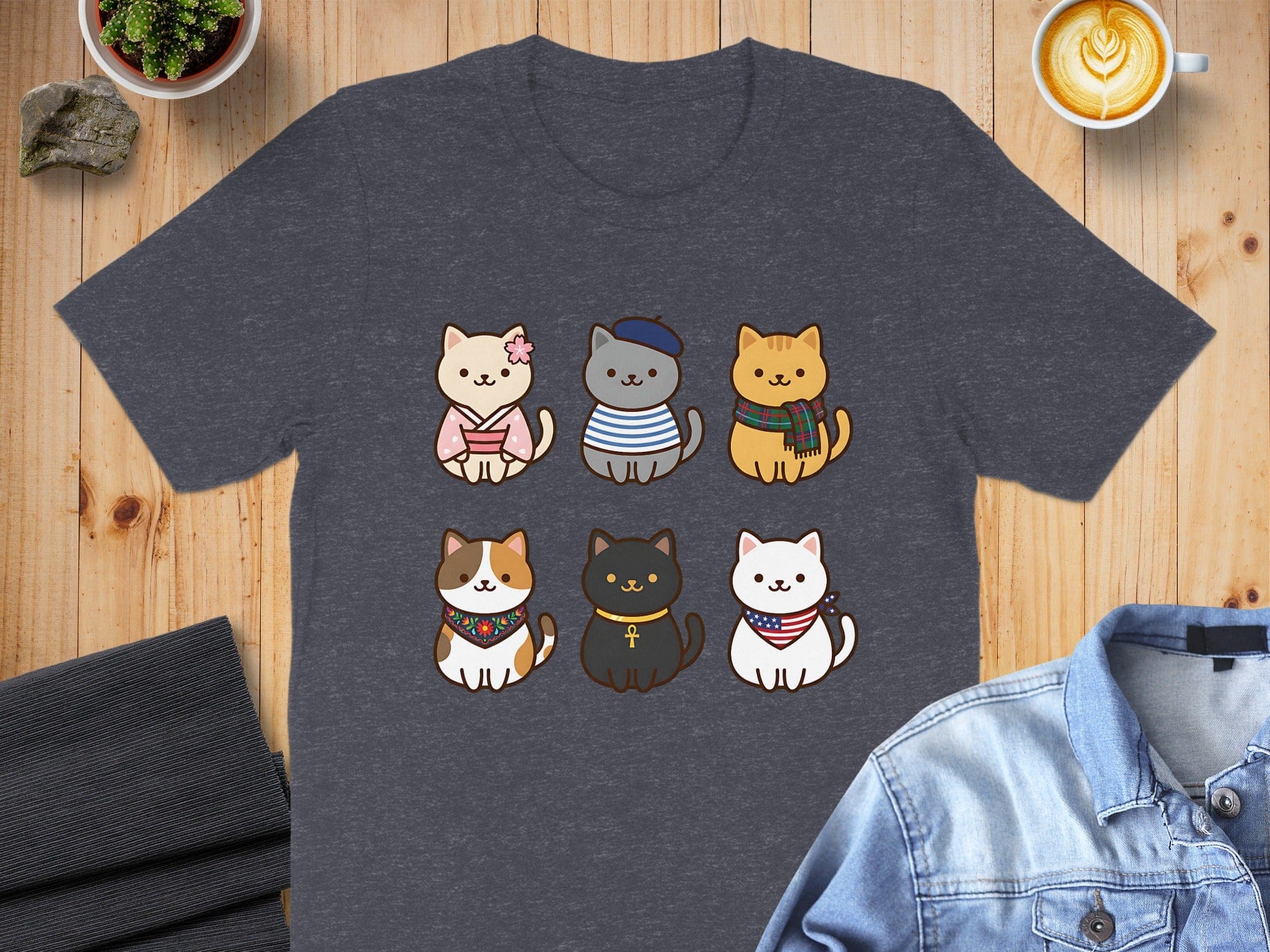 Cute Cats Graphic Design Fashion T-Shirt