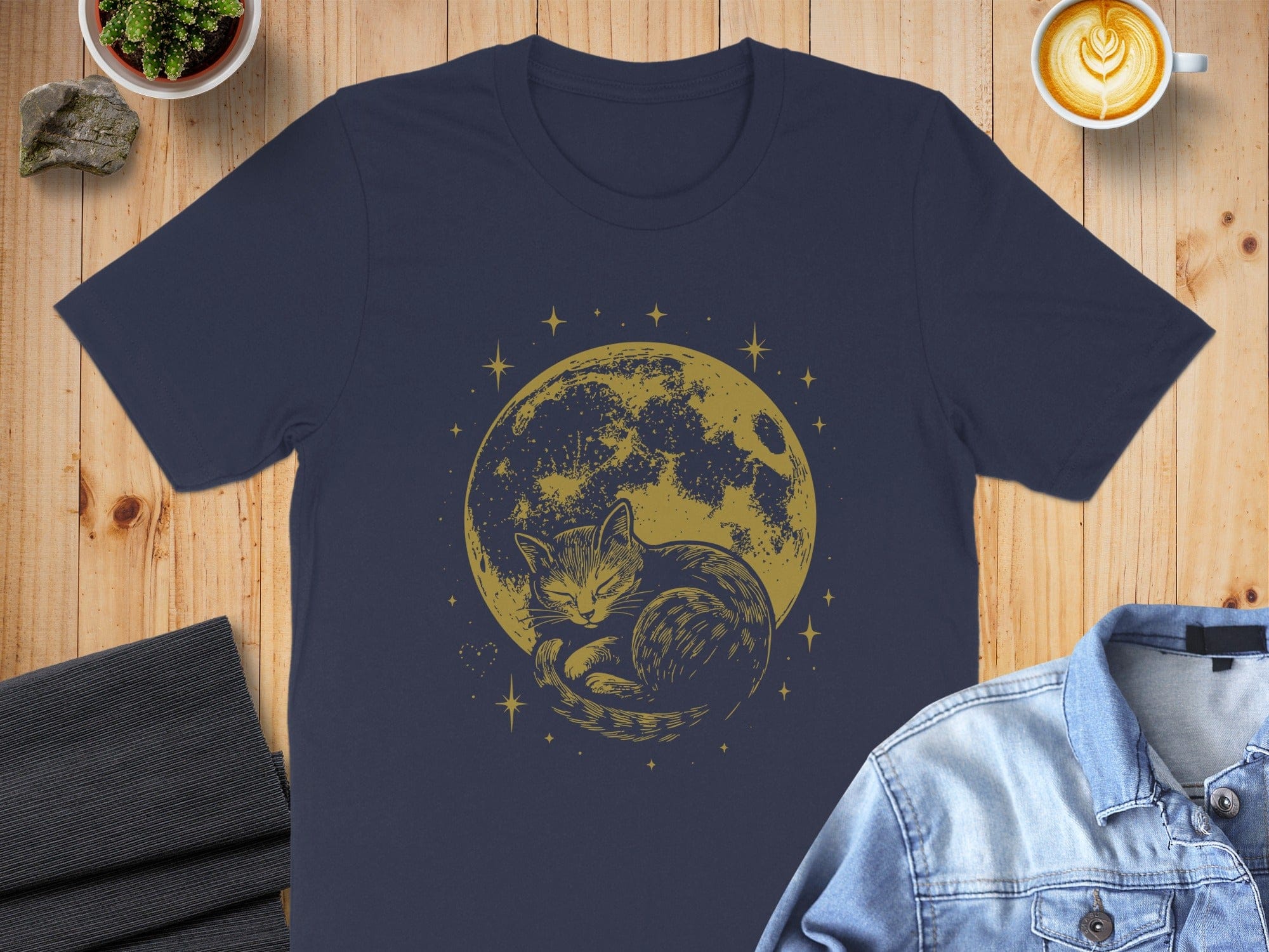 Dreamy Cat Sleeping Under Full Moon Shirt