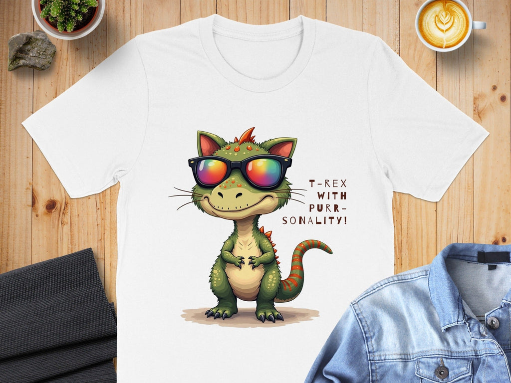 T-Rex With Purr-Sonality Funny Dinosaur Graphic Shirt