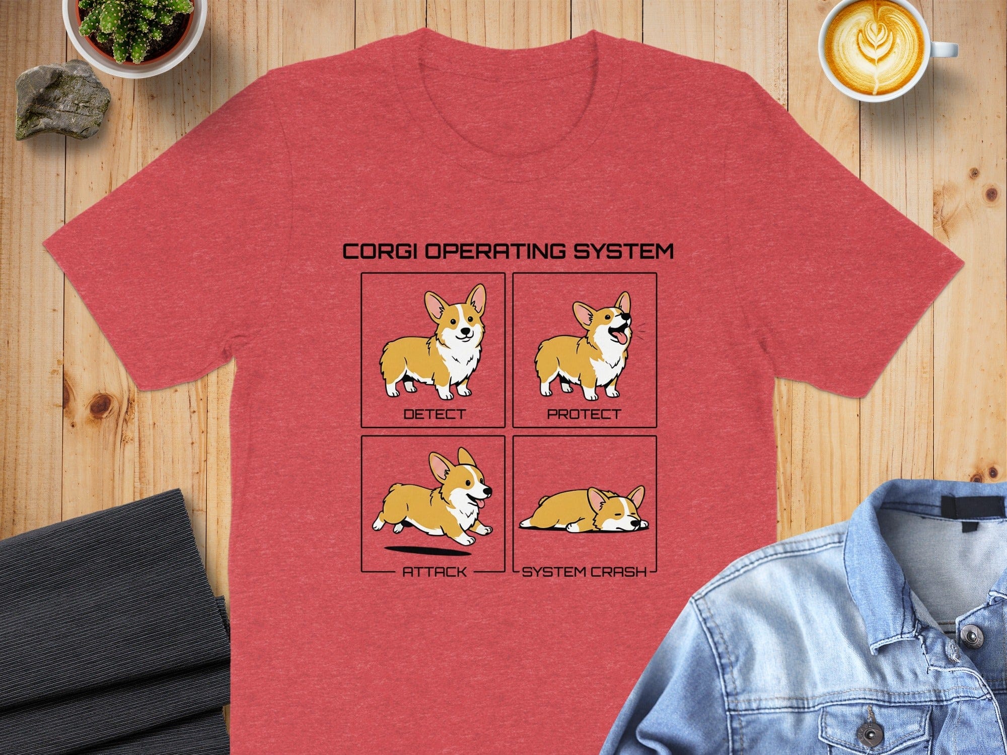 Corgi Operating System Detect Protect Attack T-shirt