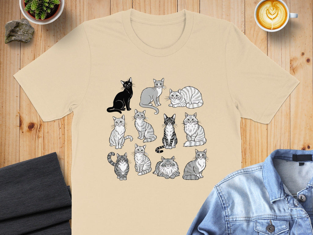 Cute Cat Illustrations Graphic Design T-shirt