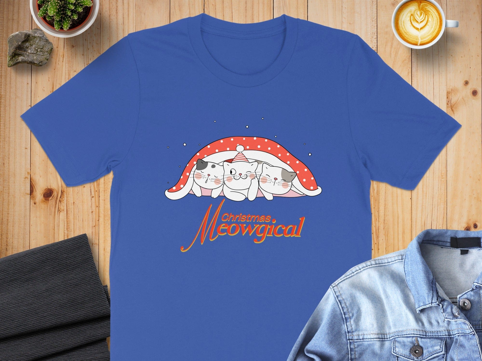 Christmas Meowgical Cats Under Santa Hat Shirt