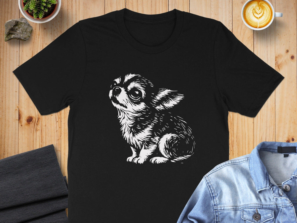 Adorable Chihuahua Design on Black Stylish Shirt