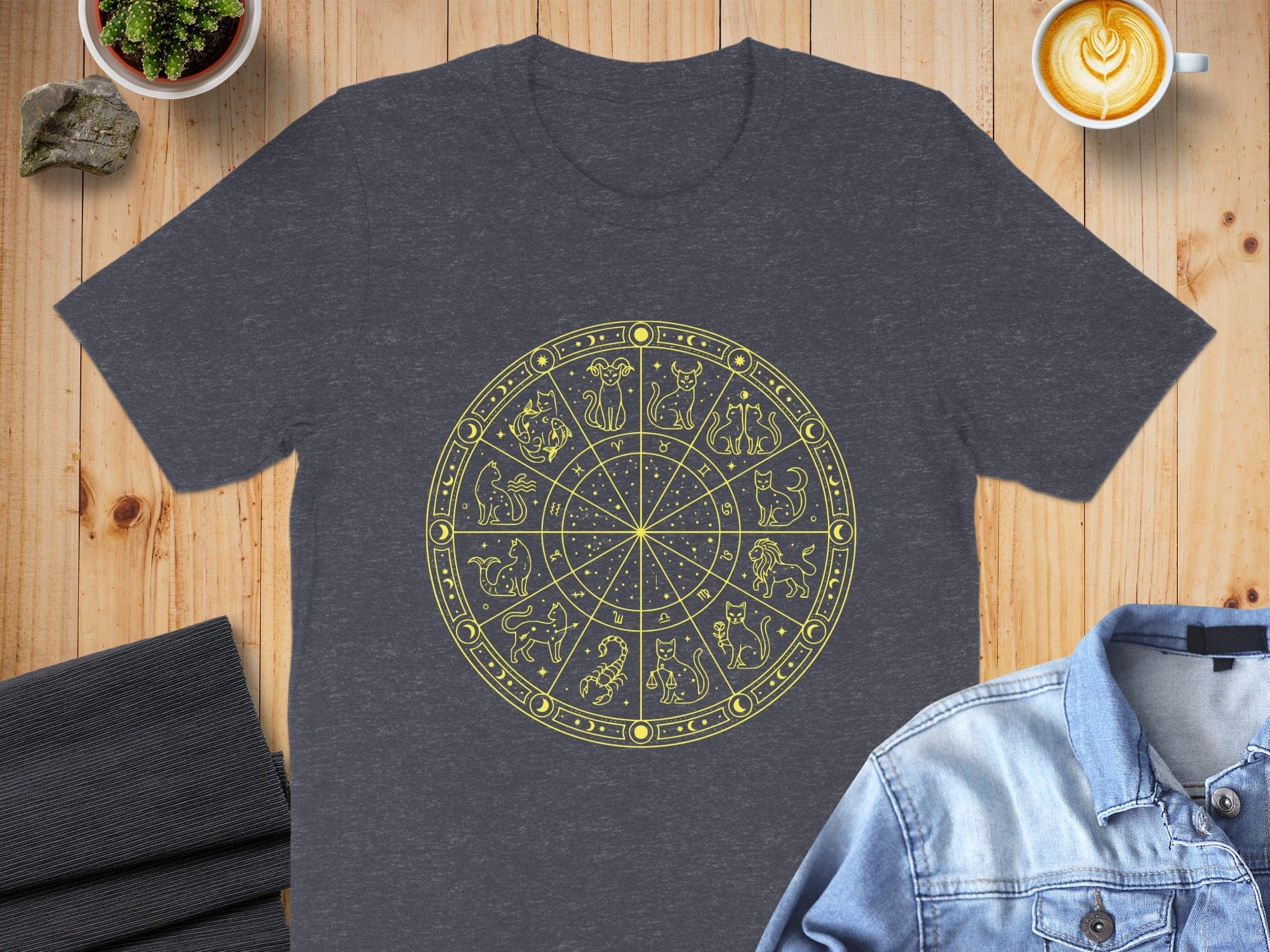 Unique Zodiac Chart Printed Tee Shirt