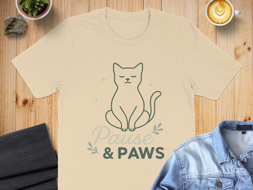 Relaxing Cat Pause and Paws Graphic Tee