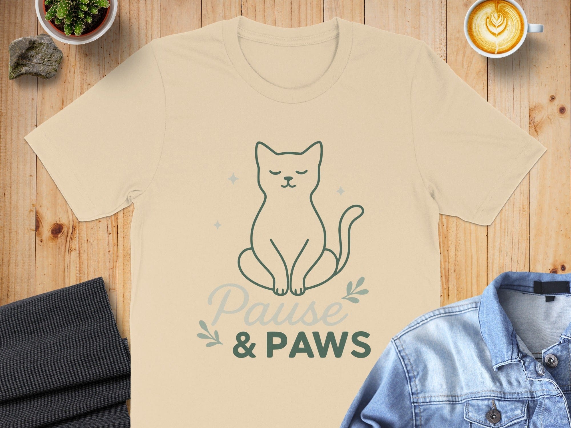 Relaxing Cat Pause and Paws Graphic Tee
