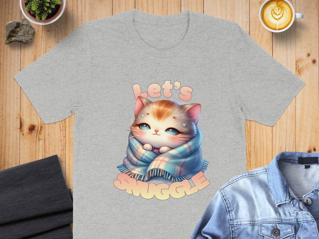 Let's Snuggle Cute Cozy Kitten Graphic T-shirt