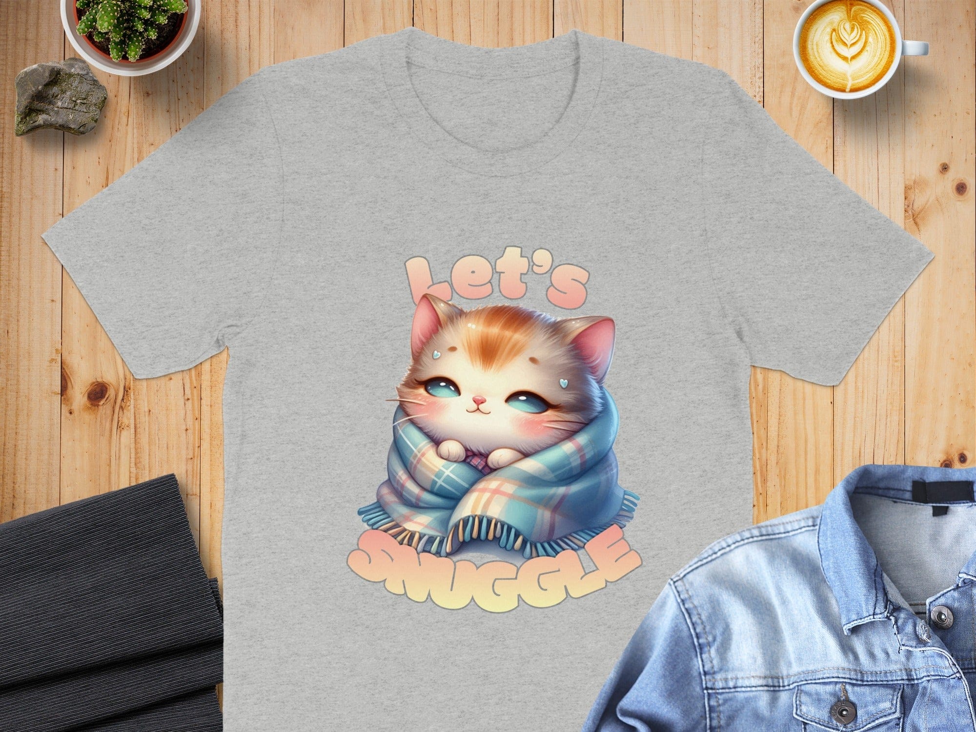 Let's Snuggle Cute Cozy Kitten Graphic T-shirt