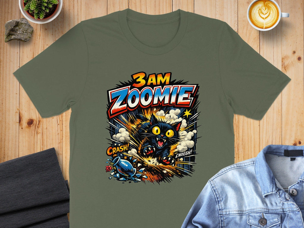 Fun 3am Zoomie Cat Cartoon Graphic T-shirt