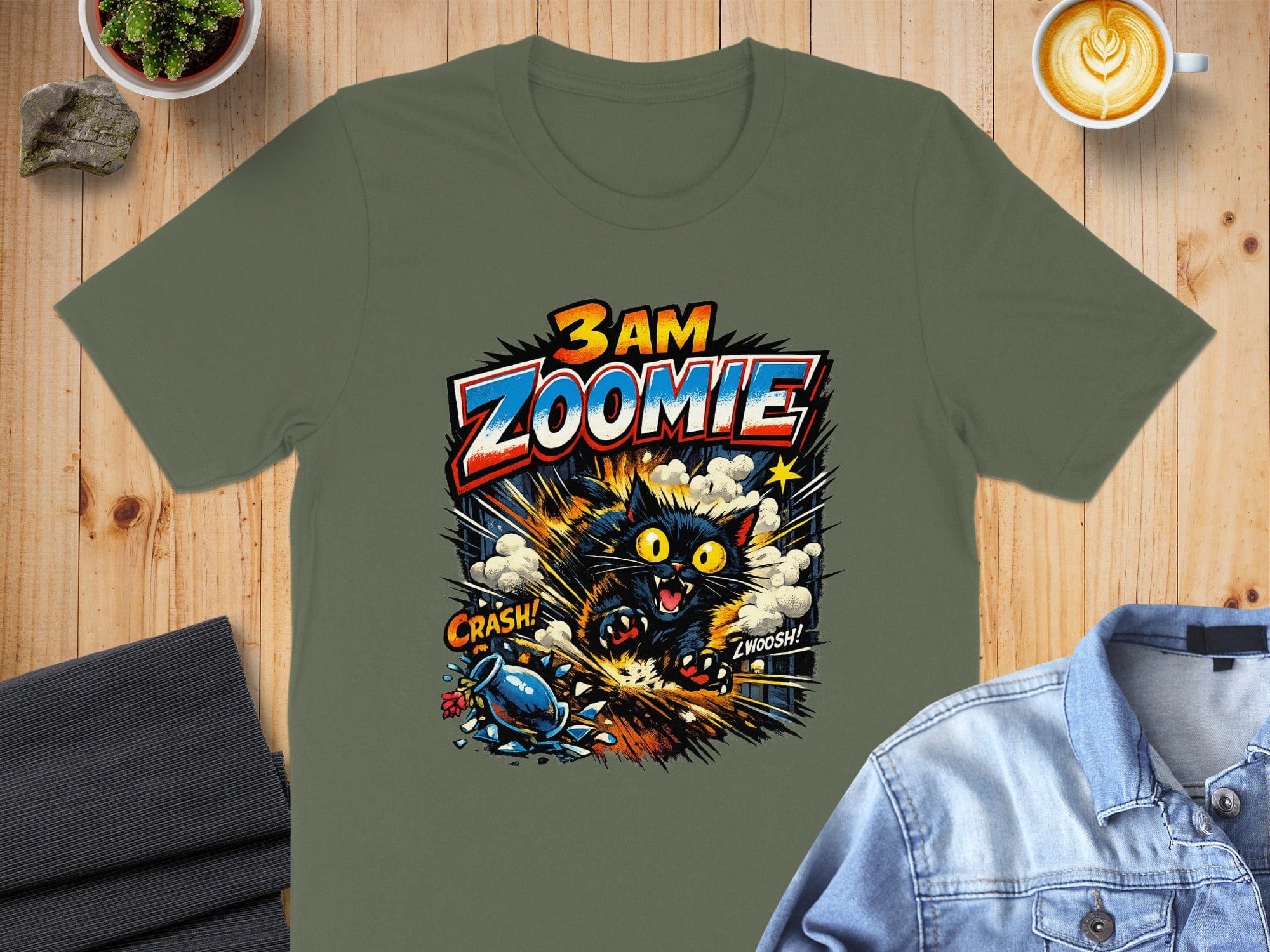 Fun 3am Zoomie Cat Cartoon Graphic T-shirt