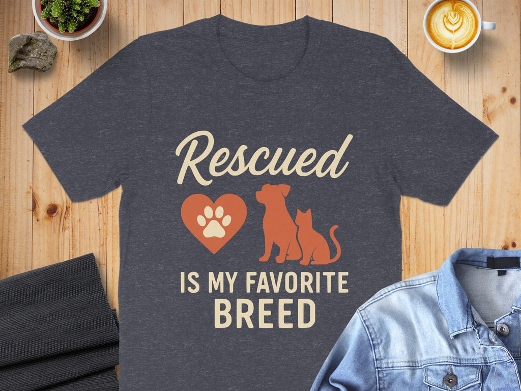 Rescued Is My Favorite Breed Shirt with Cute Pets Design