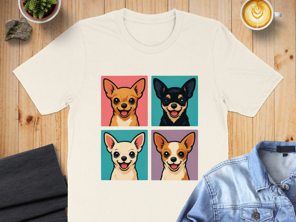 Chihuahua Four Square Cute Cartoon Dog Art T-shirt