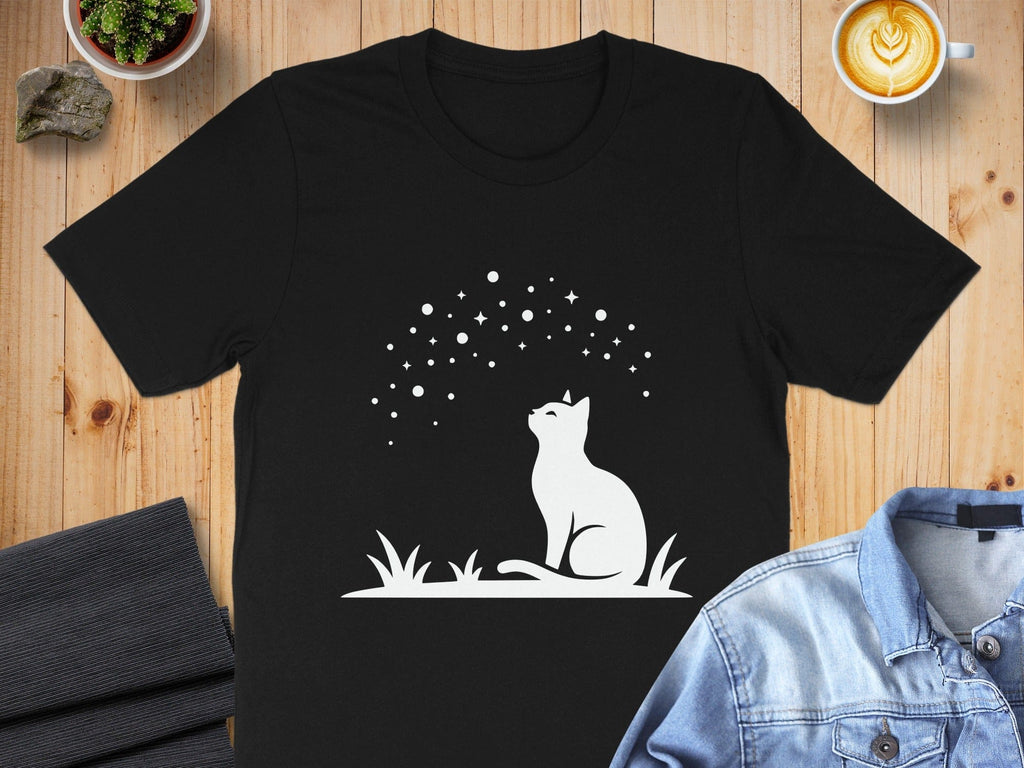 Stargazing Cat Graphic Tee for Cat Lovers