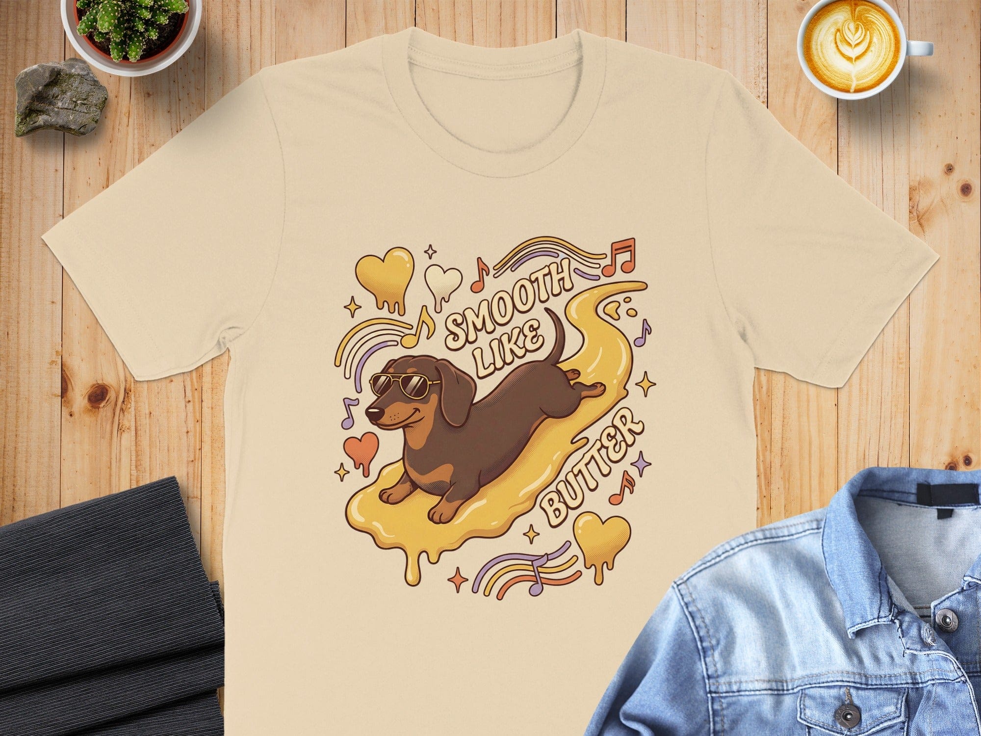 Smooth Like Butter Cute Dachshund Graphic T-Shirt