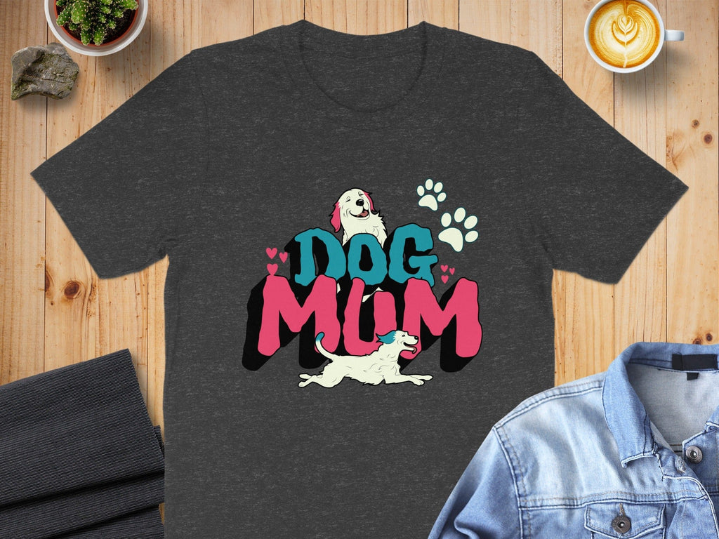 Colorful Dog Mum Graphic Tee for Dog Lovers