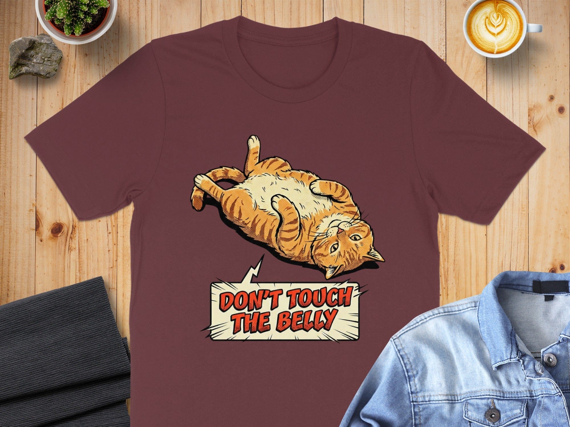 Don't Touch The Belly Cat Graphic Design T-Shirt