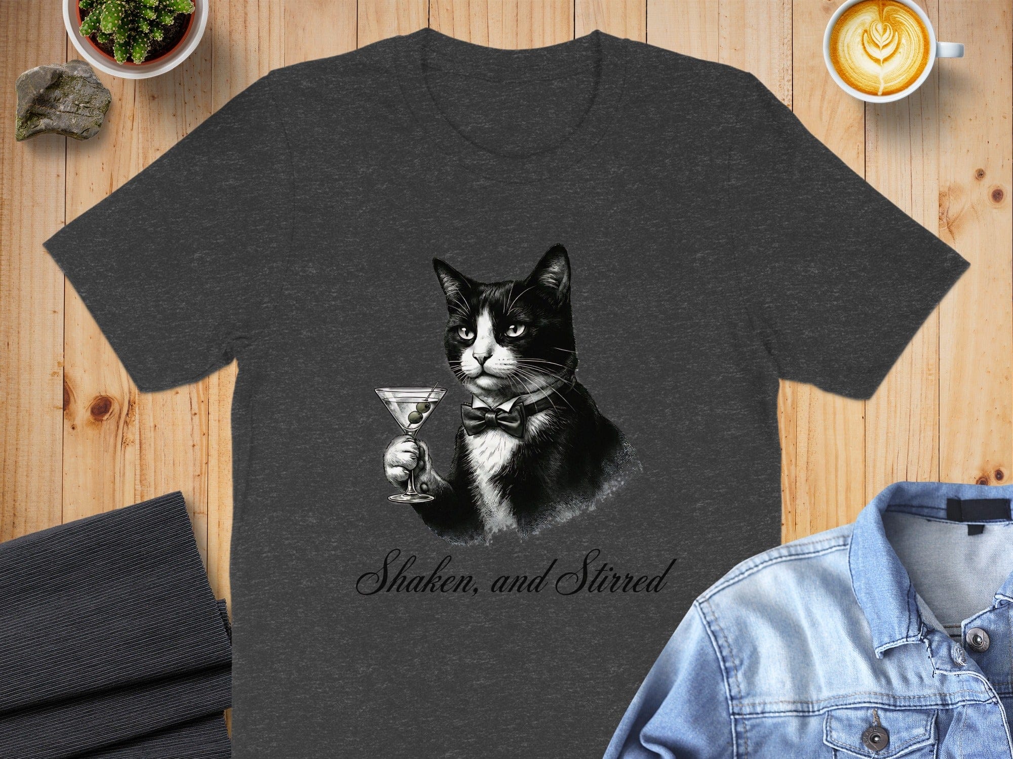 Tuxedo Cat Martini Drinker T-Shirt