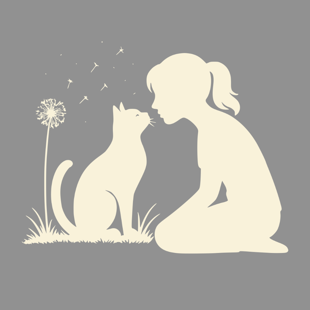 Girl and cat with dandelions design product