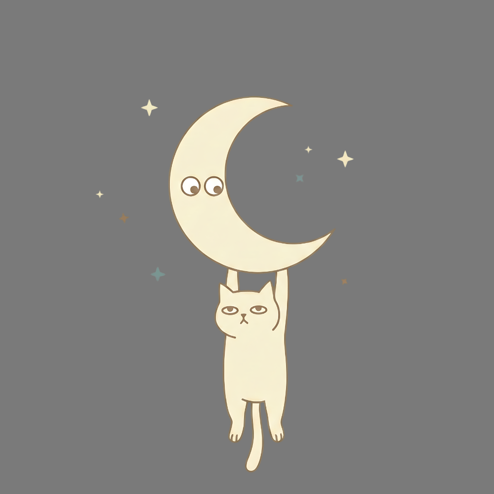 Cat Hanging From Crescent Moon with Stars product