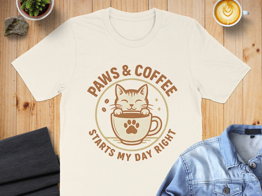 Paws and Coffee Starts My Day Right T-Shirt