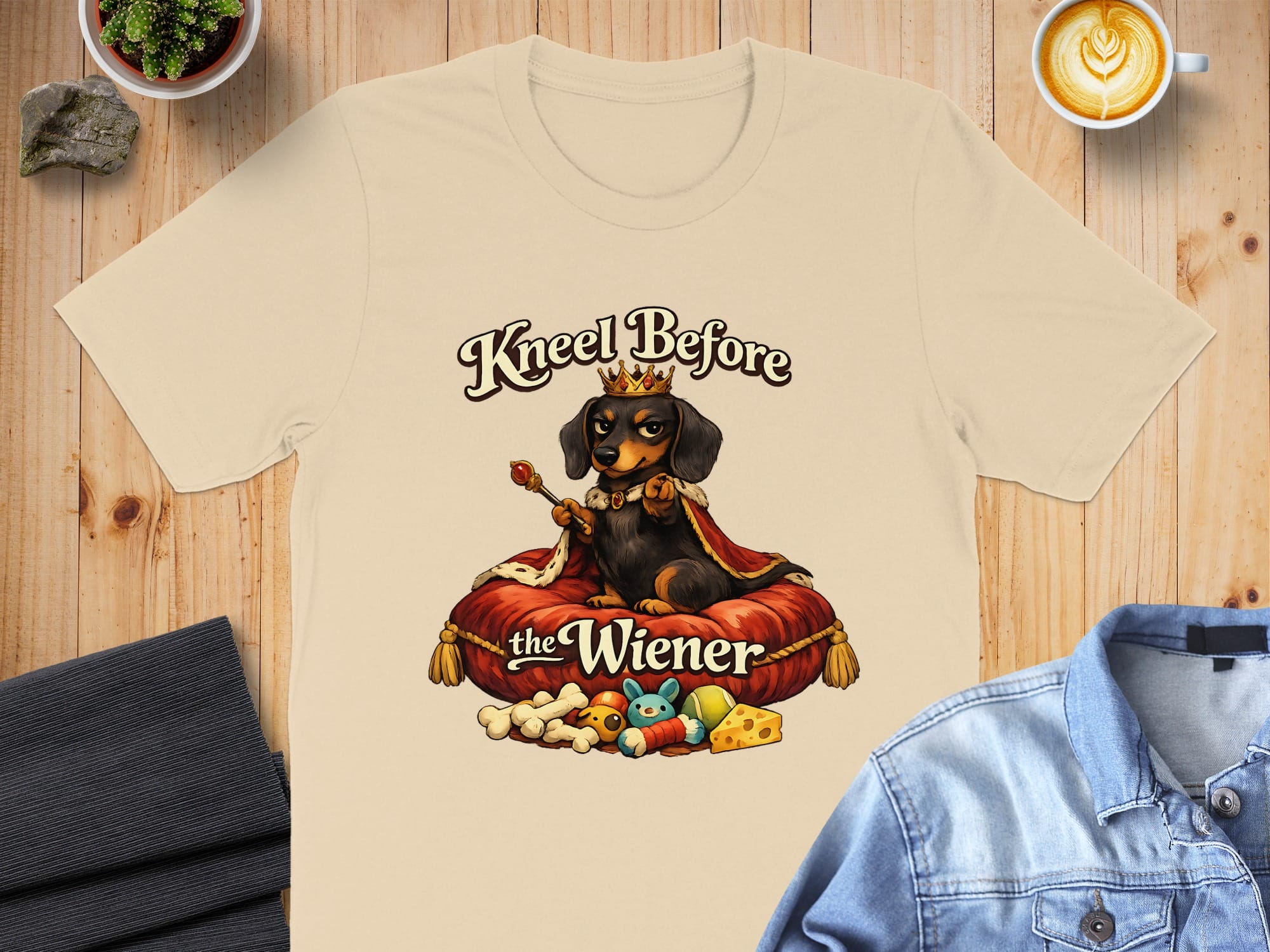 Kneel Before the Wiener Funny Dog Graphic T-Shirt