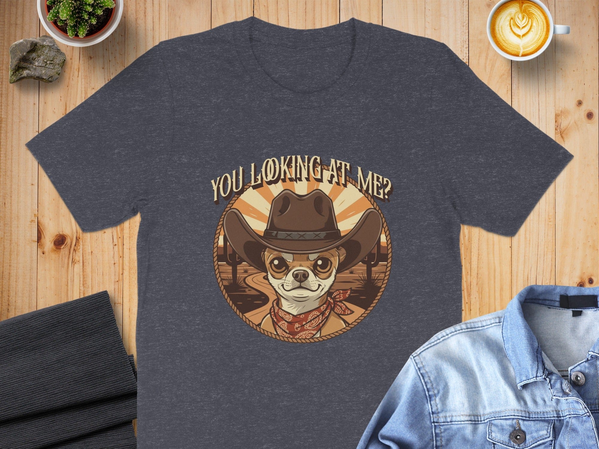 You Looking At Me Cowboy Dog Illustration T-shirt