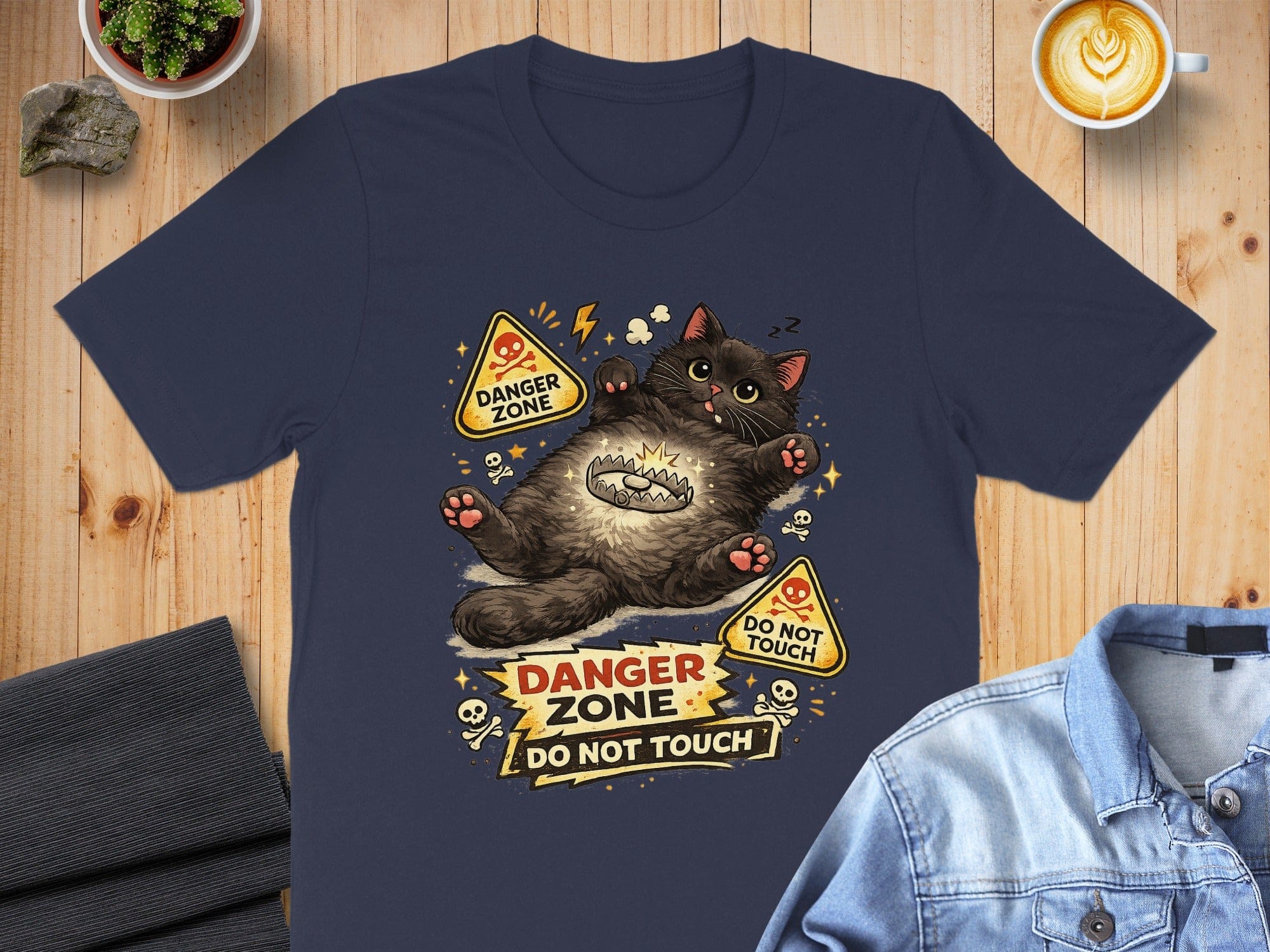 Funny Cat Danger Zone Do Not Touch T-shirt