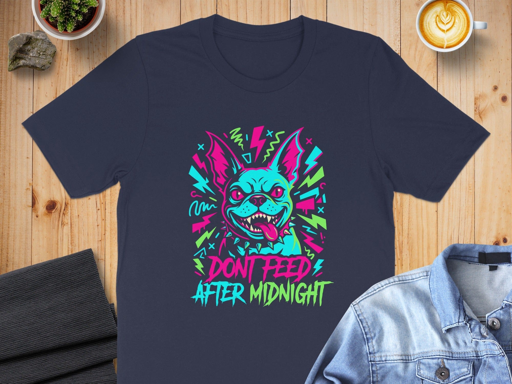 Don't Feed After Midnight Neon Dog T-shirt