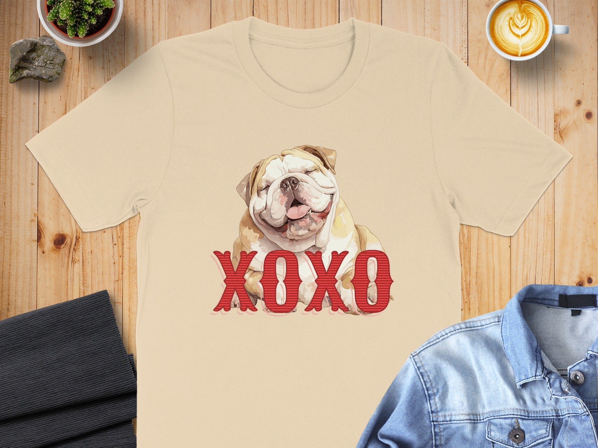 Adorable Bulldog XOXO Graphic T-Shirt for Dog Lovers