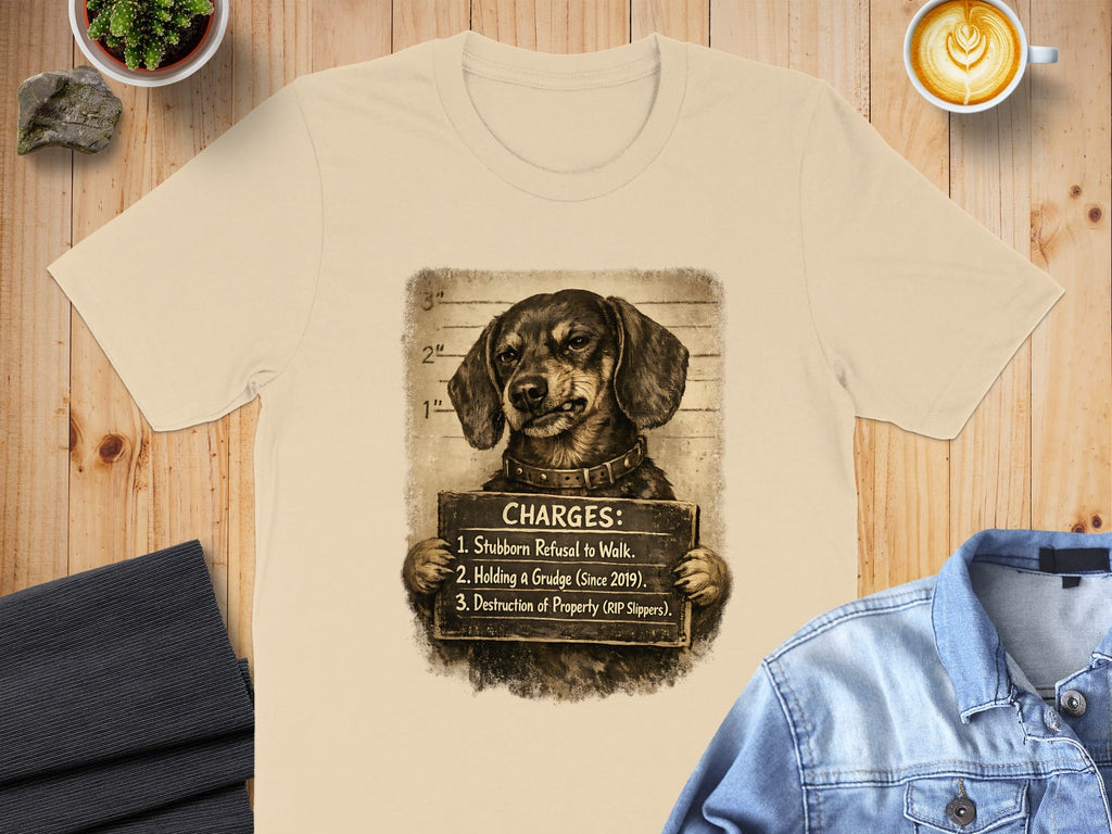 Funny Dog Charges Graphic Tee Stubborn Refusal Shirt