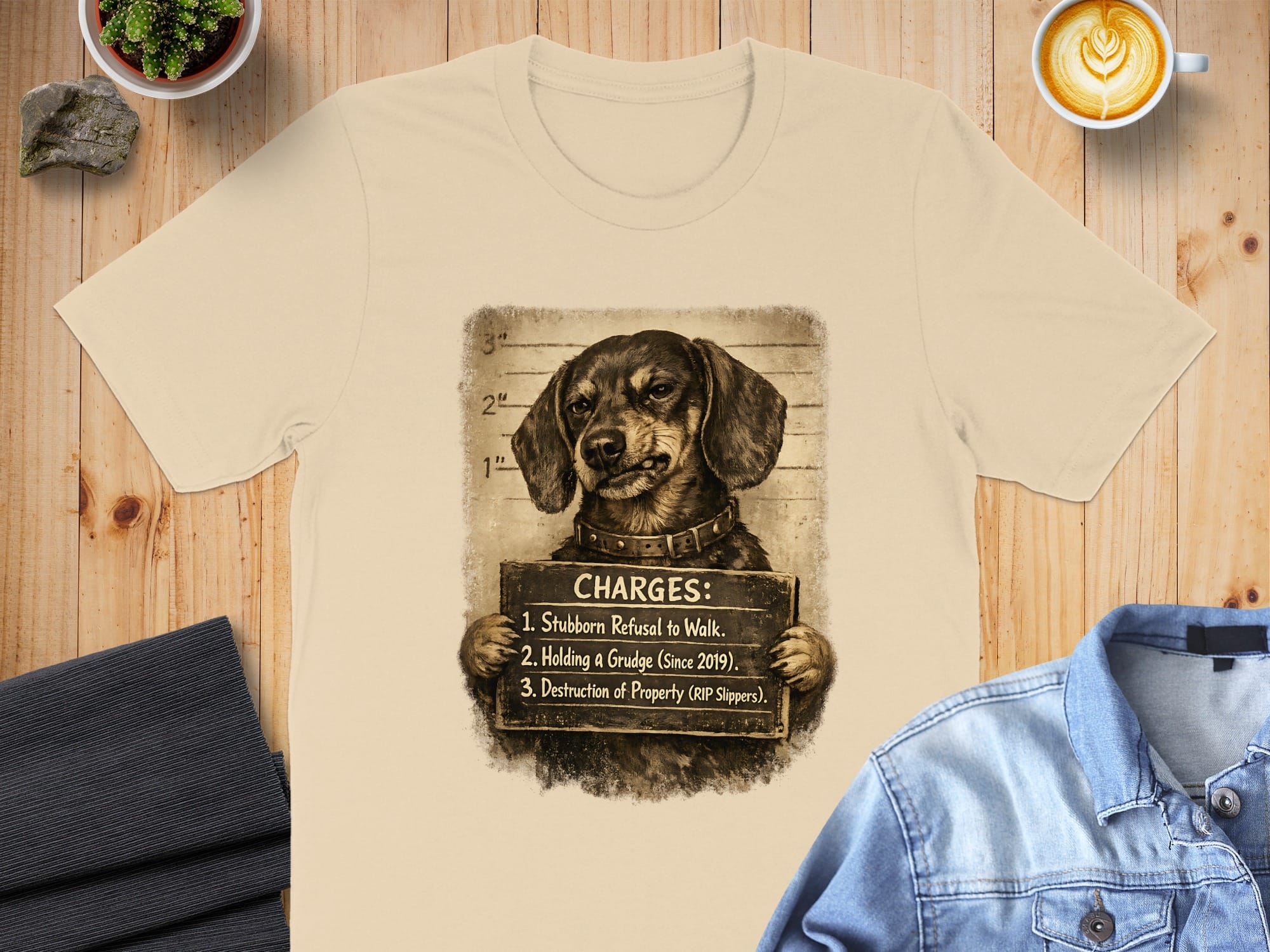 Funny Dog Charges Graphic Tee Stubborn Refusal Shirt