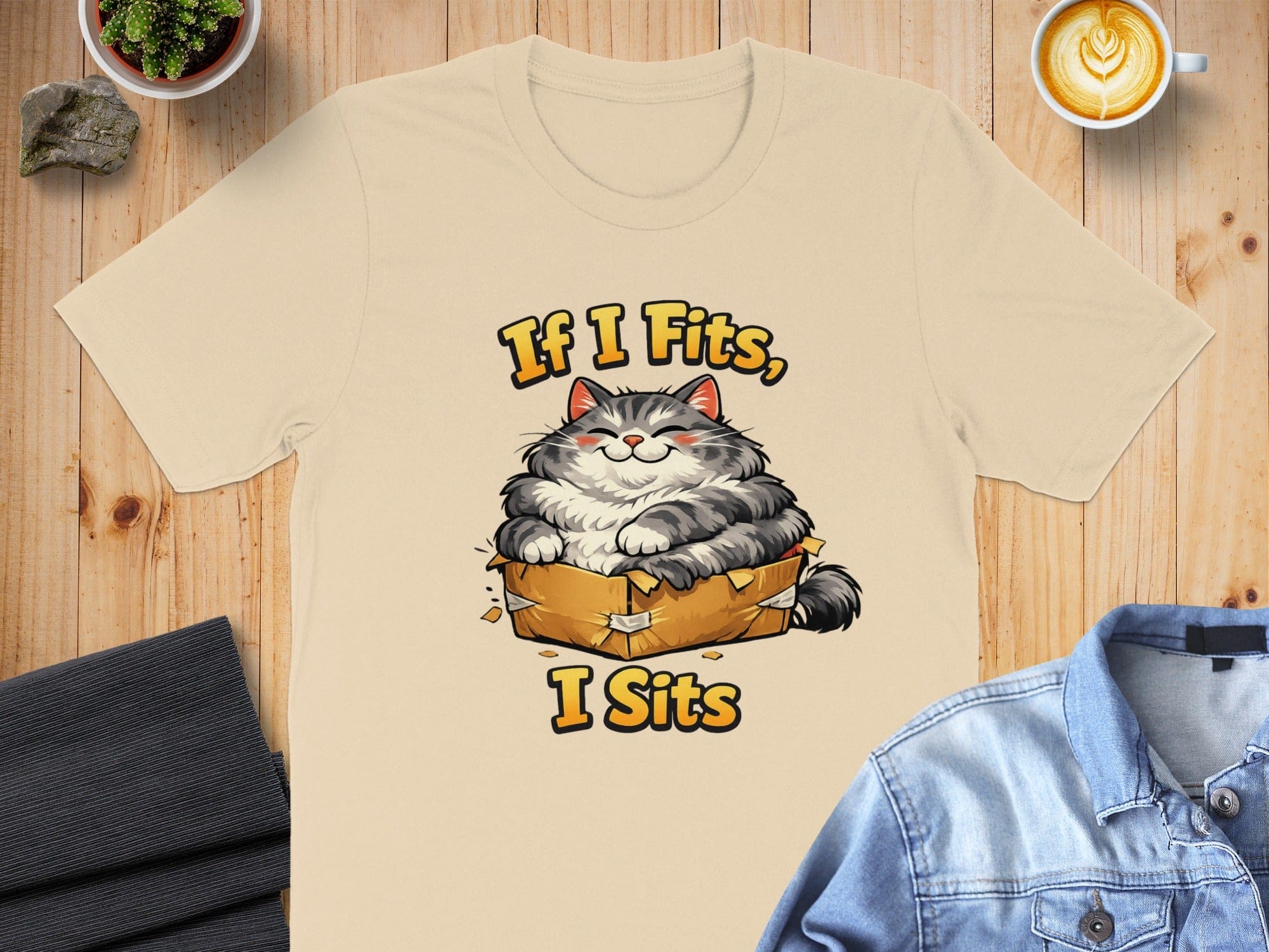 If I Fits I Sits Cute Cat in Box T-shirt