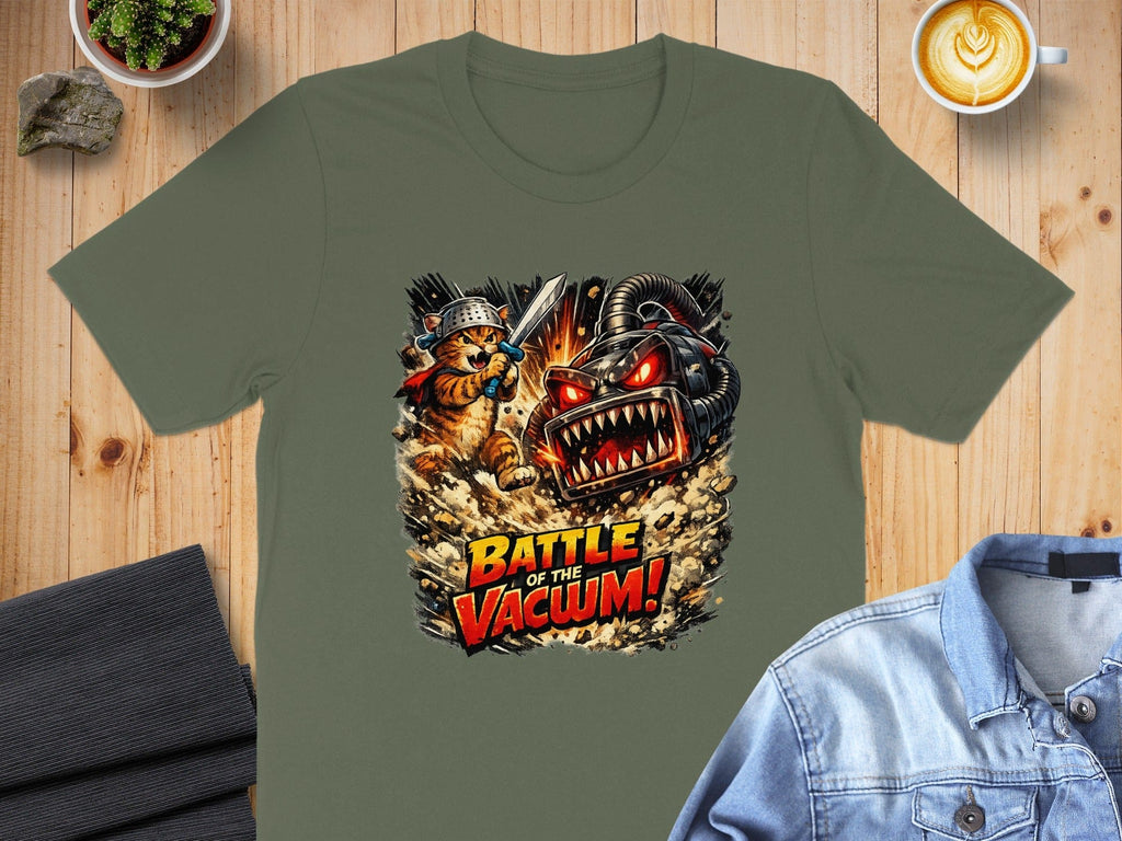 Battle of the Vacuum cat versus monster shirt