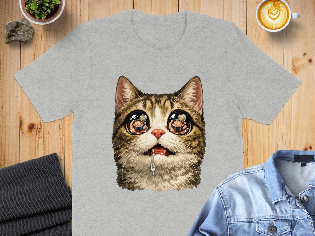 Adorable Cat Face with Big Eyes Graphic Shirt