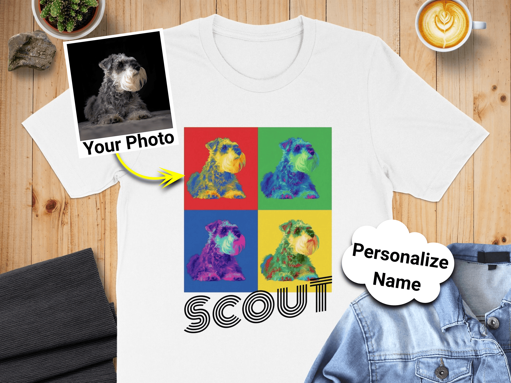 Custom Pop Art Dog Photo Shirt Personalize Your Design