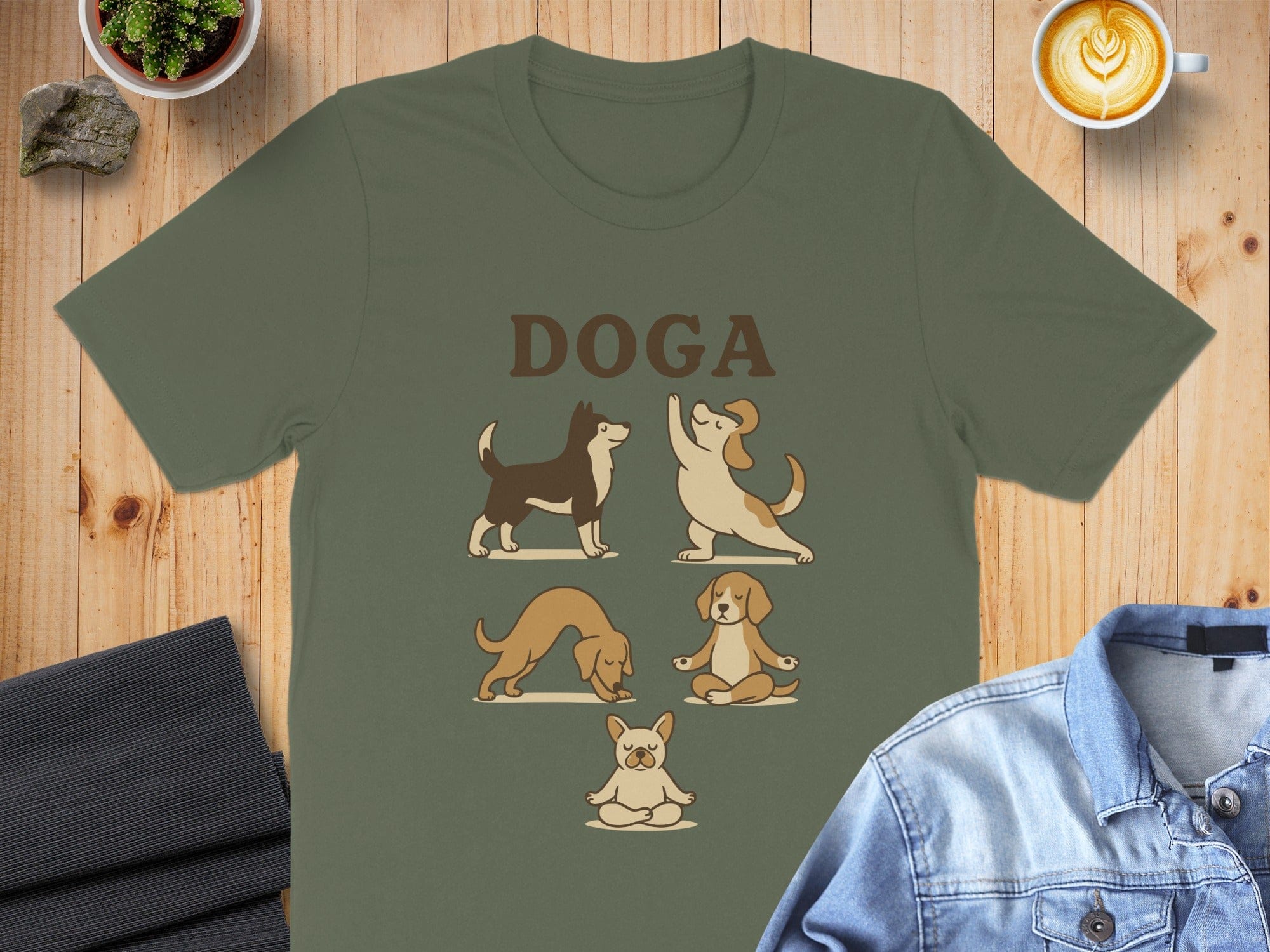 Cute Playful Doga Dog Poses Graphic Tee