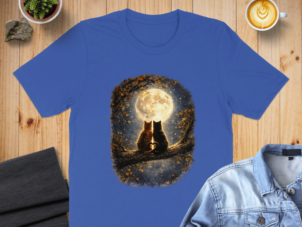 Heart-Shaped Owl Couple Under Full Moon T-shirt