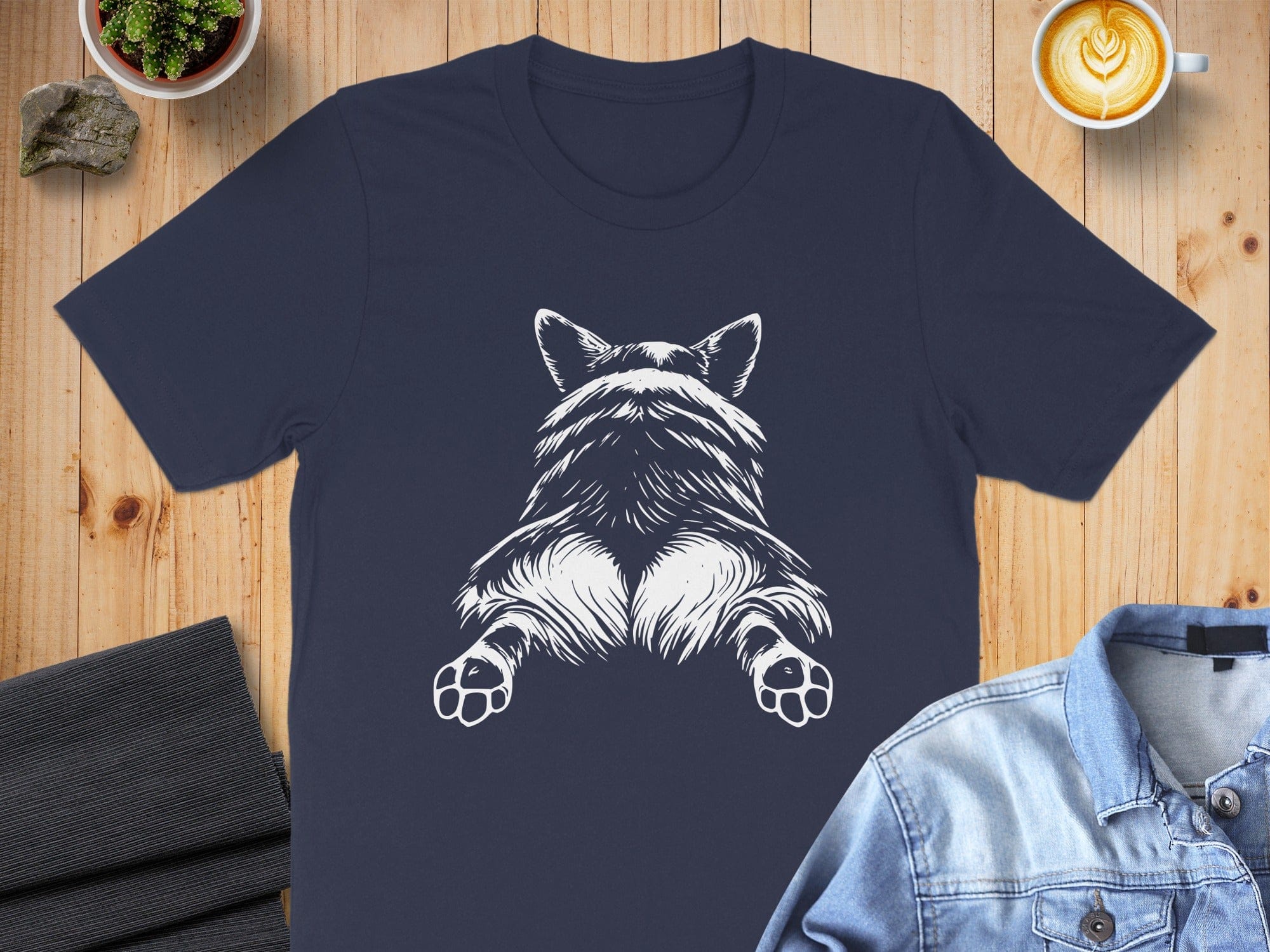 Cartoon Dog Back View Print Casual Wear Tee Shirt