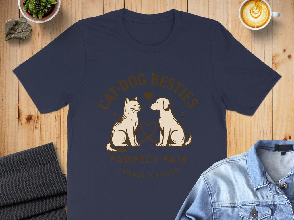 Cat-Dog Besties Pawfect Pair Friends Forever Shirt