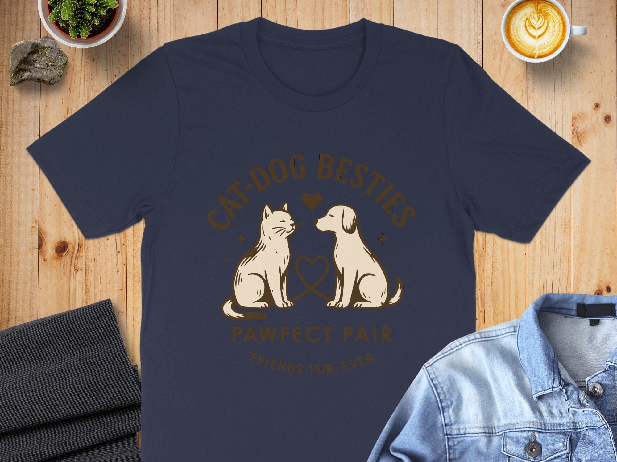 Cat-Dog Besties Pawfect Pair Friends Forever Shirt