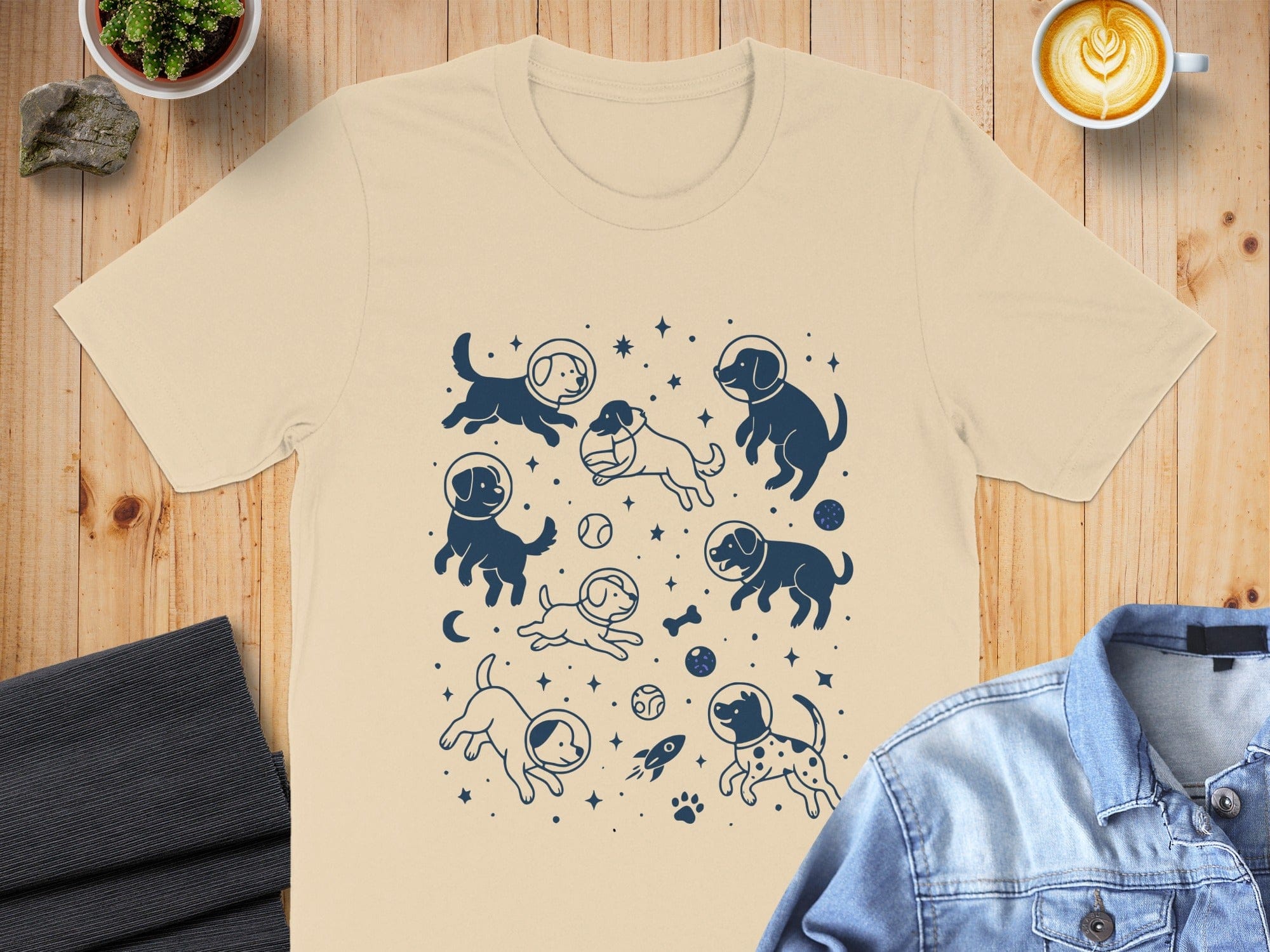 Cute Space Dogs Graphic Print T-shirt Design for Pet Lovers