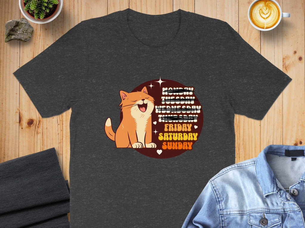 Cute Happy Cat Days of the Week Graphic T-shirt