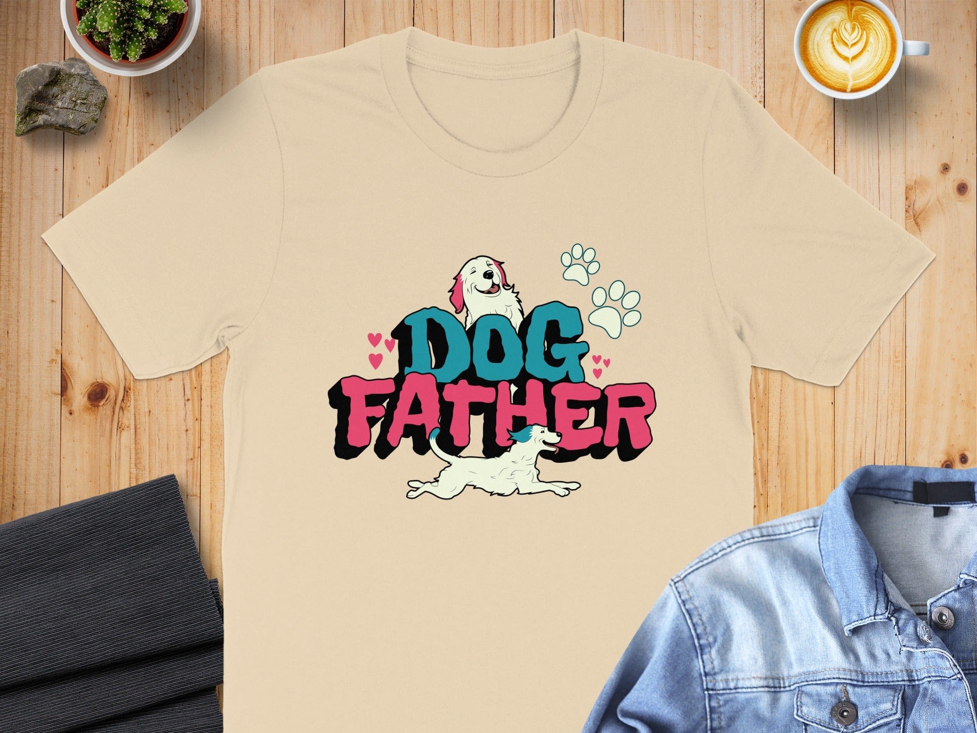 Dog Father Graphic Print T-Shirt Casual Apparel