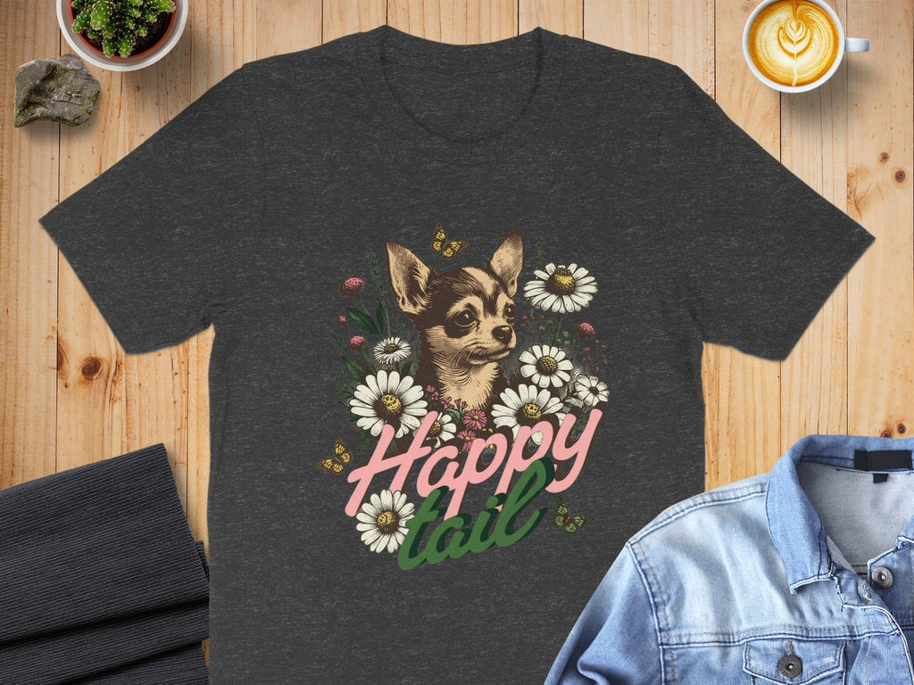Happy Tail Graphic Tee with Cute Chihuahua Design